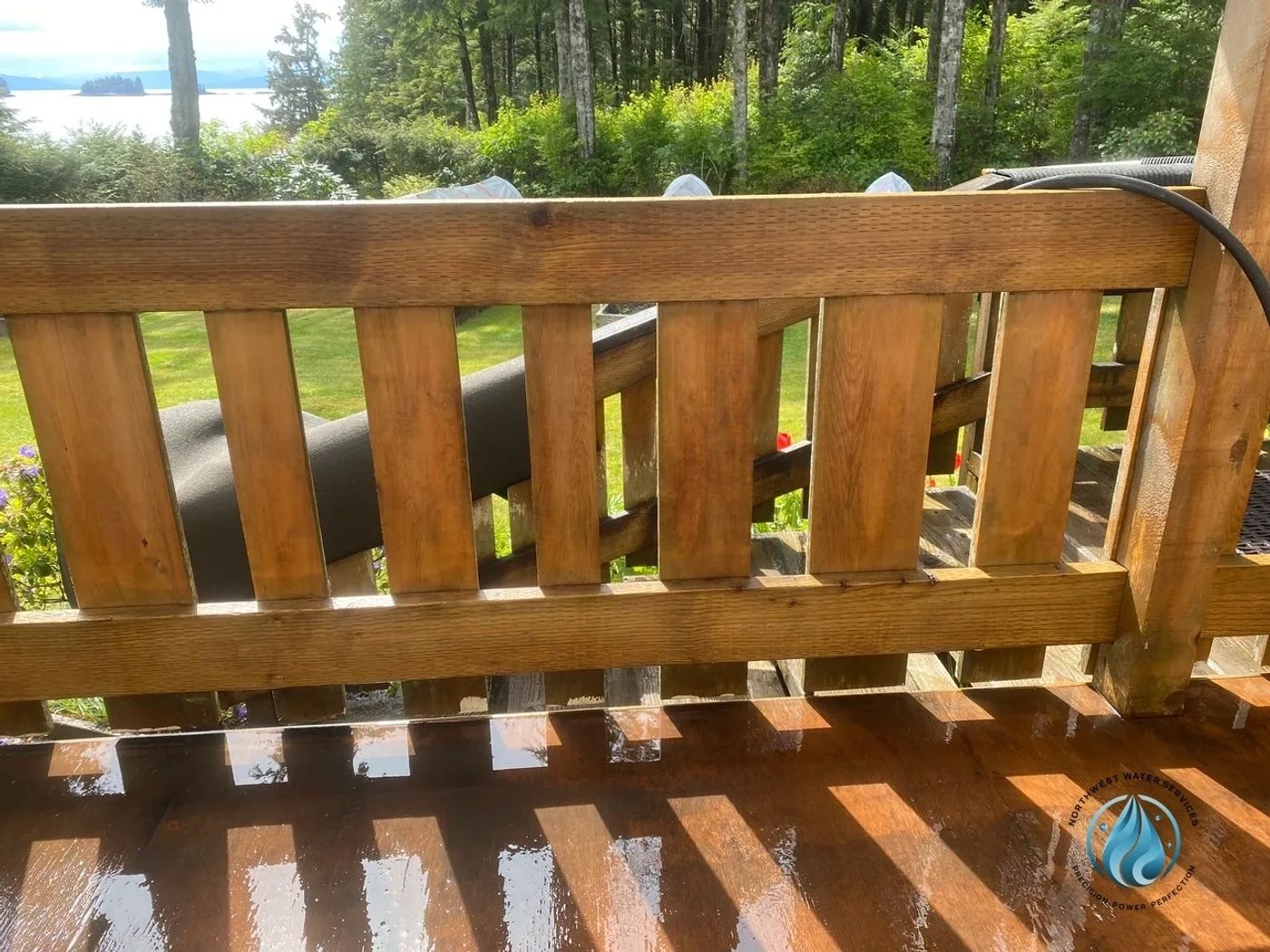 Deck railing cleaned